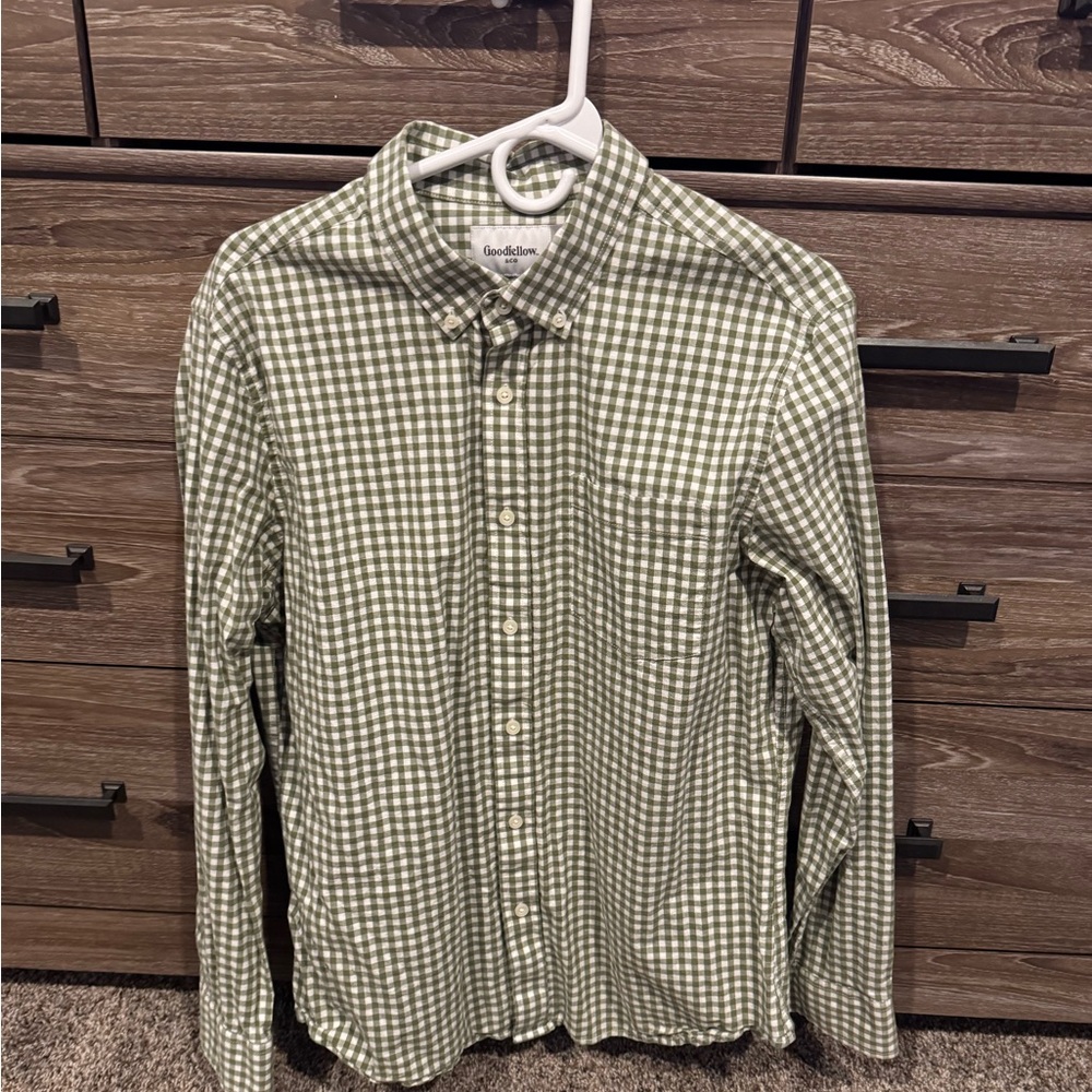 Goodfellow & Co Men's Olive Checkered Button Down Shirt